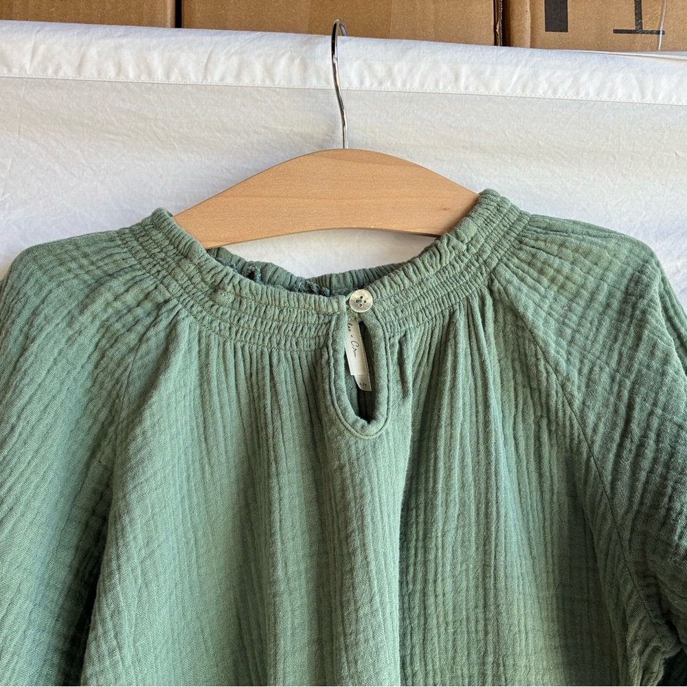 Rylee + Cru Girls 3/4 Sleeve Cotton Gauze Blouse With Lace Trim 6-7Y - Picture 2 of 10